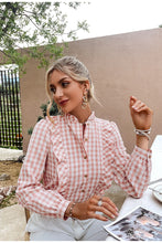 Load image into Gallery viewer, Ruffle Plaid Shirt Blouse