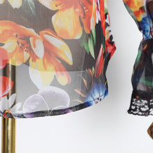 Load image into Gallery viewer, Designer Floral Bowknot Flare Sleeve Chiffon Lace Blouse - Pretty Fashionation