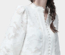 Load image into Gallery viewer, Vintage Pearl Lace Lantern Sleeves Blouse