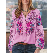 Load image into Gallery viewer, Bohemian Floral Embroidery Lantern Sleeve Blouse
