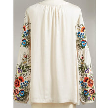 Load image into Gallery viewer, Bohemian Floral Embroidery Lantern Sleeve Blouse