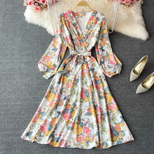Load image into Gallery viewer, Vintage Floral Puff Sleeve Maxi Dress - Pretty Fashionation