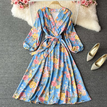 Load image into Gallery viewer, Vintage Floral Puff Sleeve Maxi Dress - Pretty Fashionation