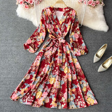 Load image into Gallery viewer, Vintage Floral Puff Sleeve Maxi Dress - Pretty Fashionation