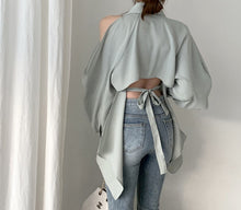 Load image into Gallery viewer, Hollow Out Tie-Waist Shirt Blouse - Pretty Fashionation