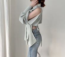 Load image into Gallery viewer, Hollow Out Tie-Waist Shirt Blouse - Pretty Fashionation
