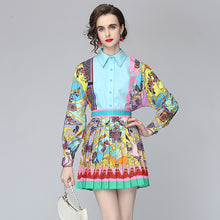 Load image into Gallery viewer, Exotic Lapel Puff Sleeve Shirt & Skirt Two Piece Set - Pretty Fashionation