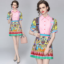 Load image into Gallery viewer, Exotic Lapel Puff Sleeve Shirt & Skirt Two Piece Set - Pretty Fashionation