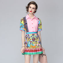 Load image into Gallery viewer, Exotic Lapel Puff Sleeve Shirt & Skirt Two Piece Set - Pretty Fashionation