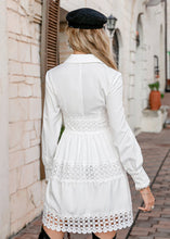 Load image into Gallery viewer, Lace Hollow Out Ruffle White Dress
