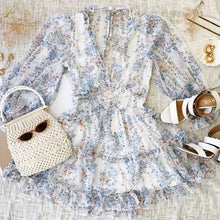 Load image into Gallery viewer, Vintage Bohemian Turquoise Sweet Blue Ruffles Dress - Pretty Fashionation