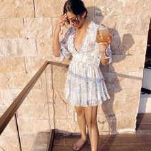 Load image into Gallery viewer, Vintage Bohemian Turquoise Sweet Blue Ruffles Dress - Pretty Fashionation
