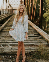 Load image into Gallery viewer, Vintage Bohemian Turquoise Sweet Blue Ruffles Dress - Pretty Fashionation