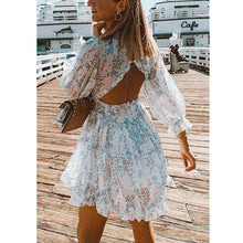 Load image into Gallery viewer, Vintage Bohemian Turquoise Sweet Blue Ruffles Dress - Pretty Fashionation