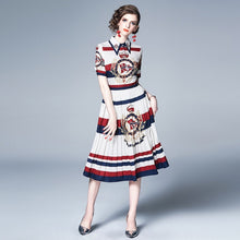 Load image into Gallery viewer, Vintage Chic Pleated Brocade Midi Dresses