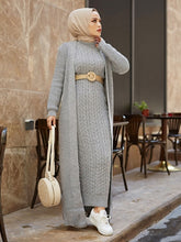 Load image into Gallery viewer, Two Piece Modest Knitwear Dress Cardigan Set
