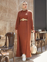 Load image into Gallery viewer, Two Piece Modest Knitwear Dress Cardigan Set