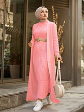 Load image into Gallery viewer, Two Piece Modest Knitwear Dress Cardigan Set