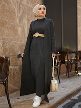 Load image into Gallery viewer, Two Piece Modest Knitwear Dress Cardigan Set
