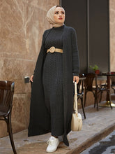 Load image into Gallery viewer, Two Piece Modest Knitwear Dress Cardigan Set
