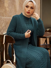 Load image into Gallery viewer, Two Piece Modest Knitwear Dress Cardigan Set