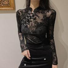 Load image into Gallery viewer, Cheongsam Mandarin Collar Embroidered Lace Blouse