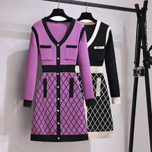 Load image into Gallery viewer, French Vintage Knitted Sweater Dress