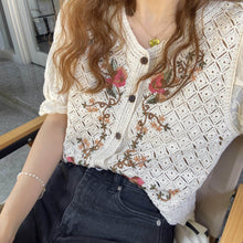 Load image into Gallery viewer, Embroidered Crochet Cardigan Top