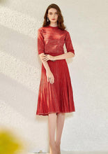 Load image into Gallery viewer, Designer Knit Dress Top & Pleated Skirt Two-Piece Set