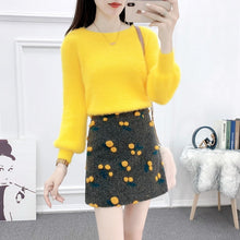 Load image into Gallery viewer, Two Piece Set Mohair Pullover And Embroidery Mini Skirt
