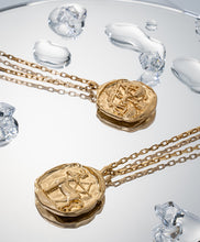 Load image into Gallery viewer, Vintage Gold Plated Carved Zodiac Constellation Necklace