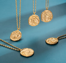 Load image into Gallery viewer, Vintage Gold Plated Carved Zodiac Constellation Necklace
