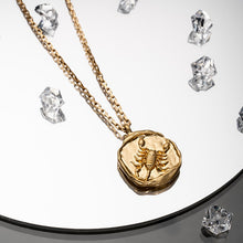 Load image into Gallery viewer, Vintage Gold Plated Carved Zodiac Constellation Necklace