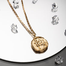 Load image into Gallery viewer, Vintage Gold Plated Carved Zodiac Constellation Necklace