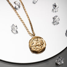 Load image into Gallery viewer, Vintage Gold Plated Carved Zodiac Constellation Necklace