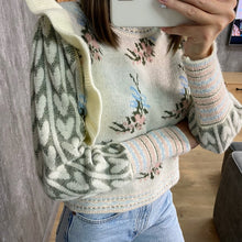 Load image into Gallery viewer, Vintage Knit Floral Ruffle Sweater