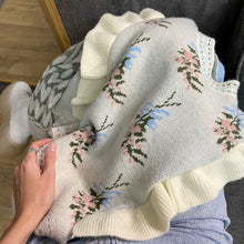 Load image into Gallery viewer, Vintage Knit Floral Ruffle Sweater