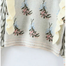 Load image into Gallery viewer, Vintage Knit Floral Ruffle Sweater