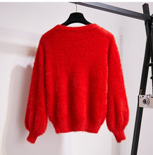 Load image into Gallery viewer, Two Piece Set Mohair Pullover And Embroidery Mini Skirt