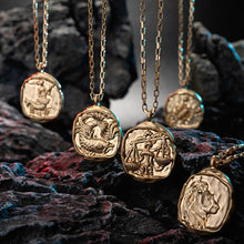 Load image into Gallery viewer, Vintage Gold Plated Carved Zodiac Constellation Necklace