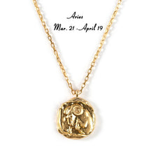 Load image into Gallery viewer, Vintage Gold Plated Carved Zodiac Constellation Necklace