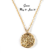 Load image into Gallery viewer, Vintage Gold Plated Carved Zodiac Constellation Necklace