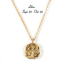 Load image into Gallery viewer, Vintage Gold Plated Carved Zodiac Constellation Necklace