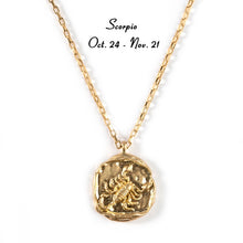Load image into Gallery viewer, Vintage Gold Plated Carved Zodiac Constellation Necklace