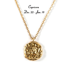 Load image into Gallery viewer, Vintage Gold Plated Carved Zodiac Constellation Necklace