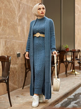 Load image into Gallery viewer, Two Piece Modest Knitwear Dress Cardigan Set