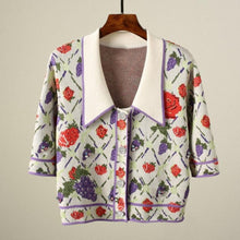 Load image into Gallery viewer, Vintage Grape Jacquard Knitted Pullover Cardigan