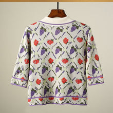 Load image into Gallery viewer, Vintage Grape Jacquard Knitted Pullover Cardigan