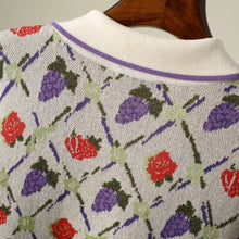Load image into Gallery viewer, Vintage Grape Jacquard Knitted Pullover Cardigan
