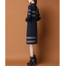 Load image into Gallery viewer, Plaid Knit Patchwork Turtleneck Sweater Dress